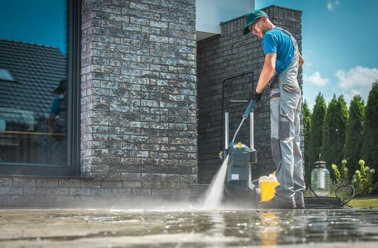 Exterior rinse after a project